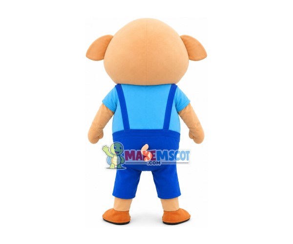 Lively Snot Pig in Suspenders Mascot Cartoon Costume Lively Snot Pig in Suspenders Mascot Cartoon Costume