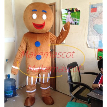 Gingerbread Man With Icing Mascot Costume Gingerbread Man With Icing Mascot Costume