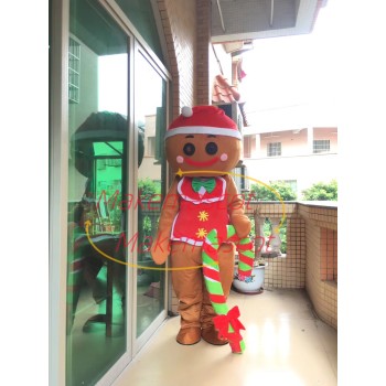 Christmas Gingerbread Man With Candy Mascot Costume Christmas Gingerbread Man With Candy Mascot Costume