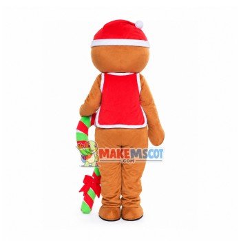 Christmas Gingerbread Man With Candy Mascot Costume Christmas Gingerbread Man With Candy Mascot Costume