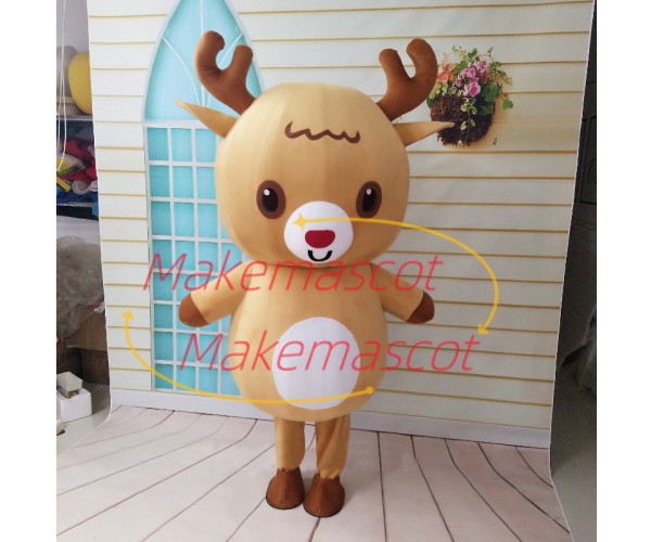 Growing Red Nosed Fawn Mascot Costume Growing Red Nosed Fawn Mascot Costume