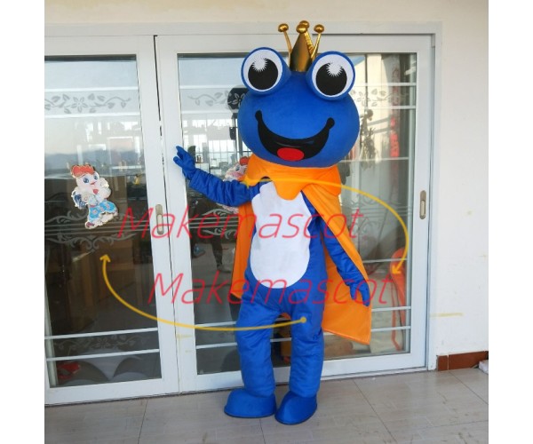 Cheerful Crown Frog Mascot Costume For Event Cheerful Crown Frog Mascot Costume For Event