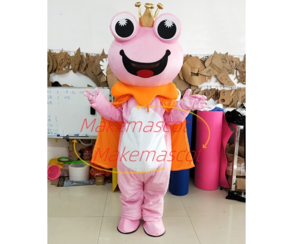 Cheerful Crown Frog Mascot Costume For Event Cheerful Crown Frog Mascot Costume For Event