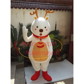 Warm White Christmas Fawn Mascot Costume Warm White Christmas Fawn Mascot Costume