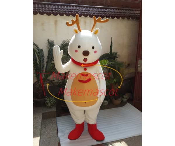 Warm White Christmas Fawn Mascot Costume Warm White Christmas Fawn Mascot Costume