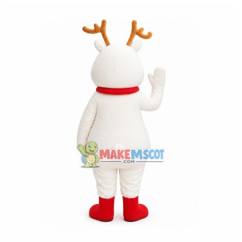 Warm White Christmas Fawn Mascot Costume