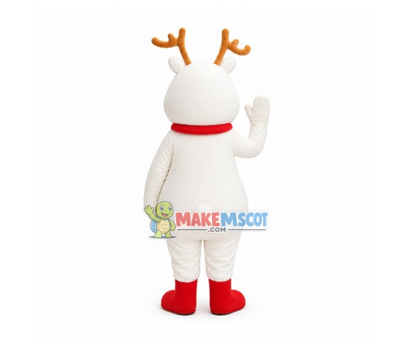 Warm White Christmas Fawn Mascot Costume