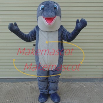 Gray Dolphin With Mild Temper Mascot Costume