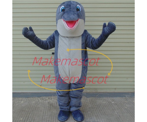 Gray Dolphin With Mild Temper Mascot Costume Gray Dolphin With Mild Temper Mascot Costume