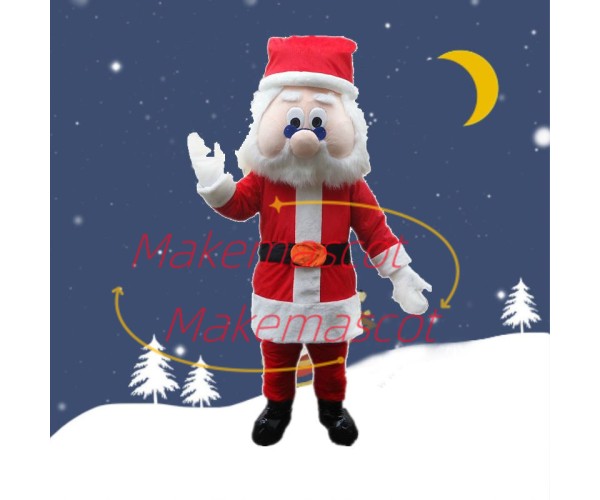 Santa Claus With Blue Glasses Mascot Costume Santa Claus With Blue Glasses Mascot Costume