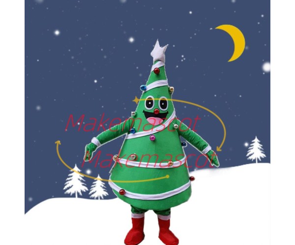 Christmas Tree With Silver Star Mascot Costume Christmas Tree With Silver Star Mascot Costume