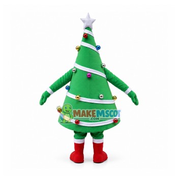 Christmas Tree With Silver Star Mascot Costume Christmas Tree With Silver Star Mascot Costume