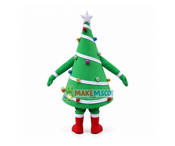 Christmas Tree With Silver Star Mascot Costume Christmas Tree With Silver Star Mascot Costume