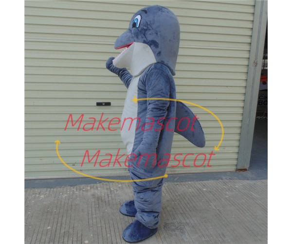 Gray Dolphin With Mild Temper Mascot Costume Gray Dolphin With Mild Temper Mascot Costume