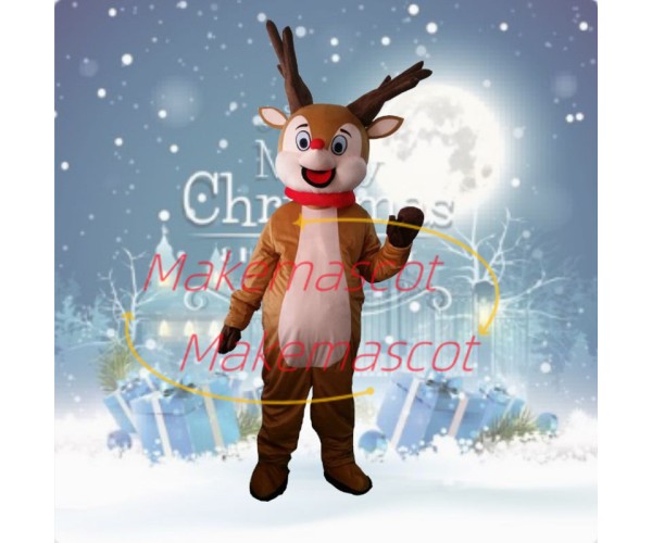 Little Elk Wearing Red Collar Mascot Costume Little Elk Wearing Red Collar Mascot Costume