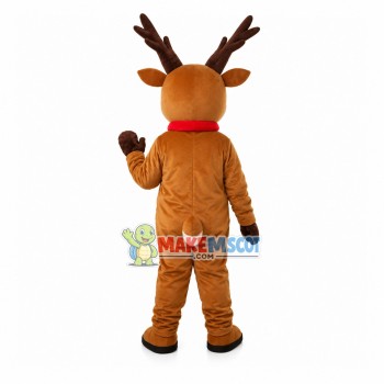 Little Elk Wearing Red Collar Mascot Costume