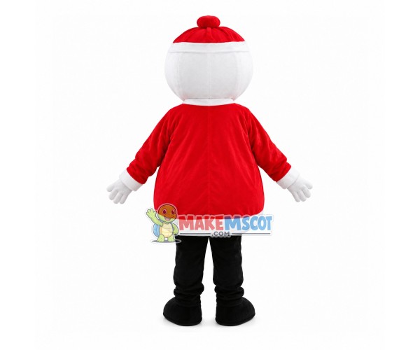 Pure Snowman Wearing Red Coat Mascot Costume Pure Snowman Wearing Red Coat Mascot Costume