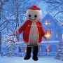 Pure Snowman Wearing Red Coat Mascot Costume