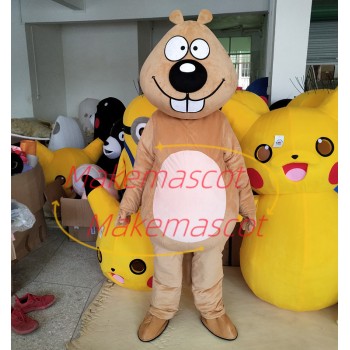 Groundhog With Protruding Front Teeth Mascot Costume