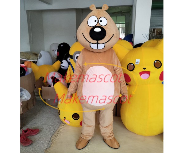 Groundhog With Protruding Front Teeth Mascot Costume Groundhog With Protruding Front Teeth Mascot Costume