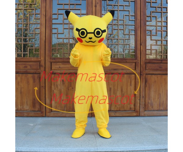 Pikachu Wearing Glasses Mascot Costume for Adult Pikachu Wearing Glasses Mascot Costume for Adult