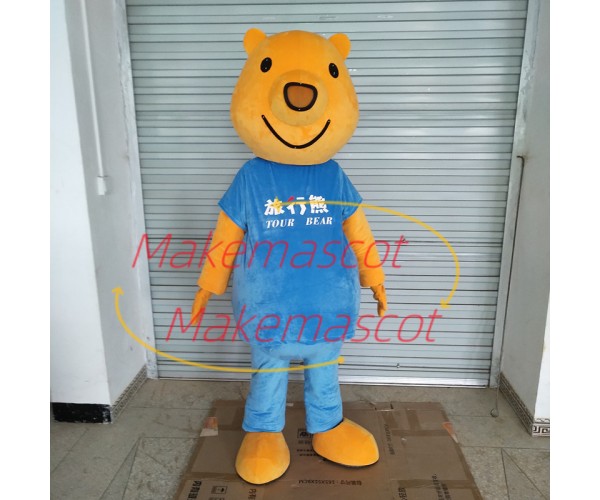 Relaxed Orange Tour Bear Mascot Costume Relaxed Orange Tour Bear Mascot Costume