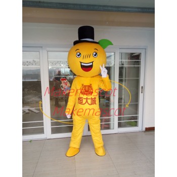 Shiny Eyed Cartoon Orange Doll Mascot Costume