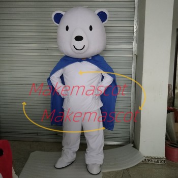 Brave Super Hero White Bear Mascot Costume Brave Super Hero White Bear Mascot Costume