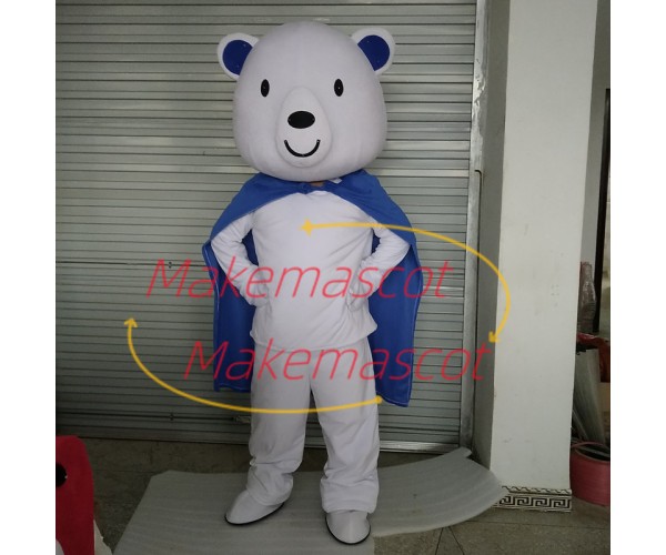 Brave Super Hero White Bear Mascot Costume Brave Super Hero White Bear Mascot Costume