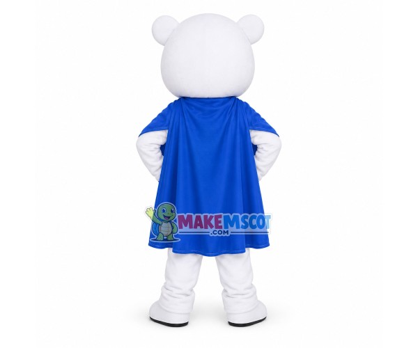 Brave Super Hero White Bear Mascot Costume Brave Super Hero White Bear Mascot Costume