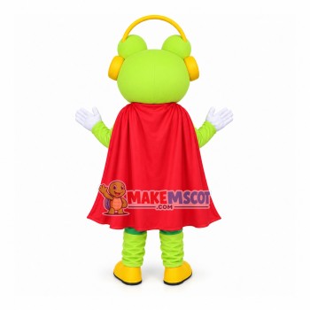 Cheerful Fluorescent Green Music Frog Mascot Costume