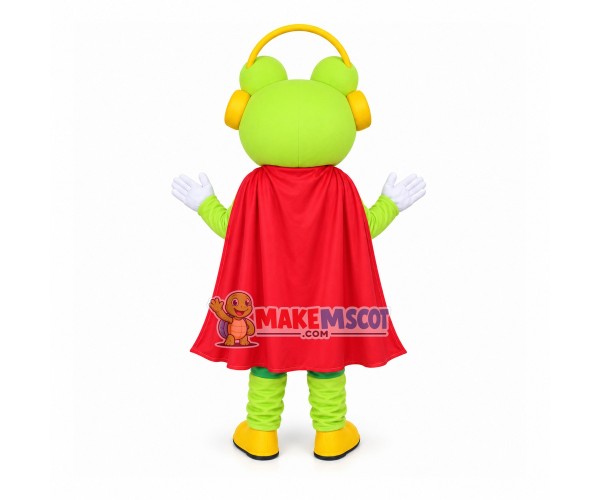 Cheerful Fluorescent Green Music Frog Mascot Costume Cheerful Fluorescent Green Music Frog Mascot Costume