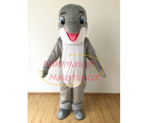 Peaceful Dolphin With Blue Eyes Mascot Costume Peaceful Dolphin With Blue Eyes Mascot Costume