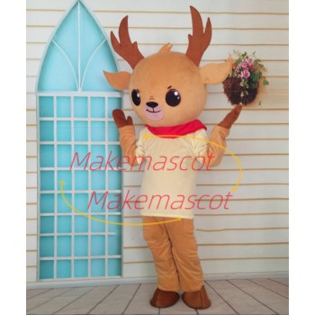Playful Fawn In The Shirt Mascot Costume Playful Fawn In The Shirt Mascot Costume