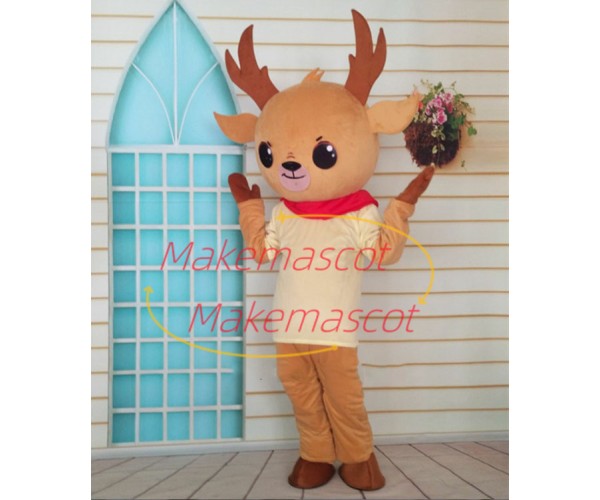 Playful Fawn In The Shirt Mascot Costume