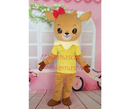 Female Fawn With Lacy Shirt Mascot Costume
