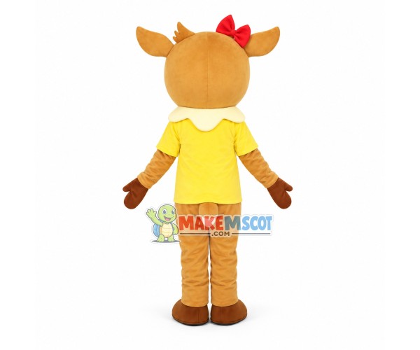 Female Fawn With Lacy Shirt Mascot Costume Female Fawn With Lacy Shirt Mascot Costume