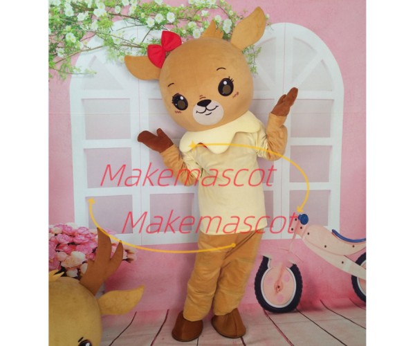 Female Fawn With Lacy Shirt Mascot Costume