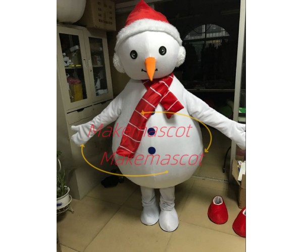 Christmas Snowman With Carrot Nose Mascot Costume