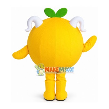 Special Look Orange With Horns Mascot Costume Special Look Orange With Horns Mascot Costume
