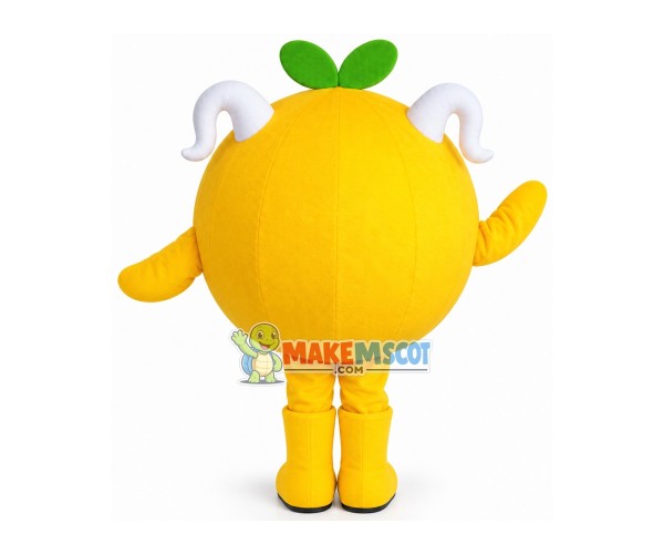 Special Look Orange With Horns Mascot Costume Special Look Orange With Horns Mascot Costume