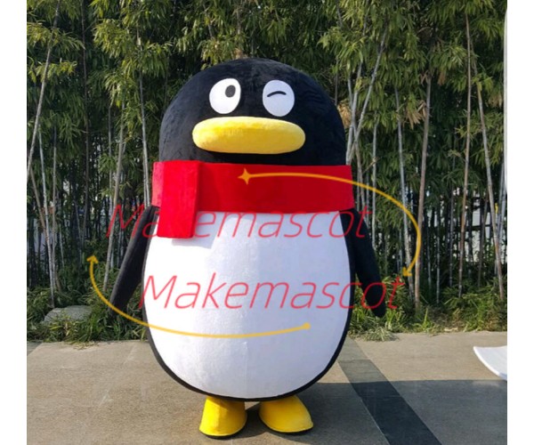 Cartoon Penguin of Software Logo Mascot Costume