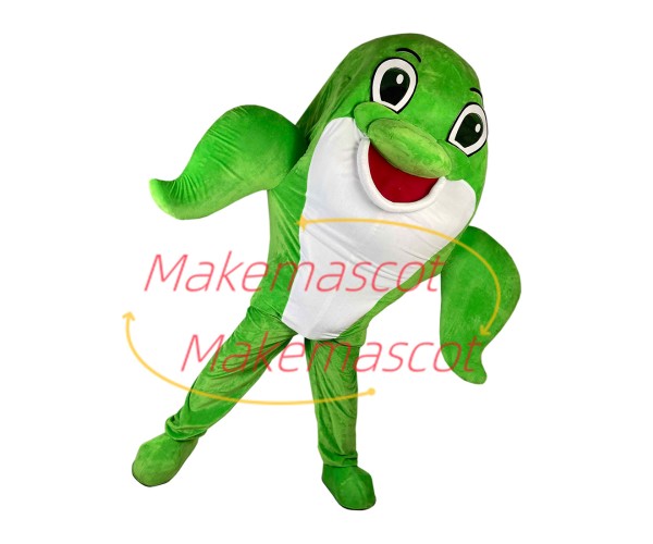 Agreeable Little Green Dolphin Mascot Costume