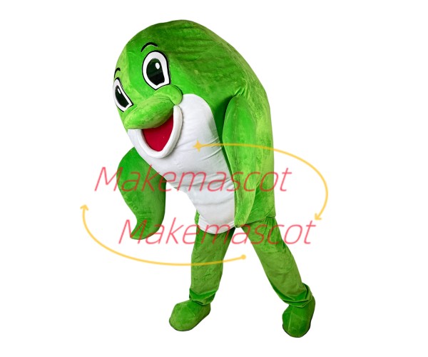 Agreeable Little Green Dolphin Mascot Costume