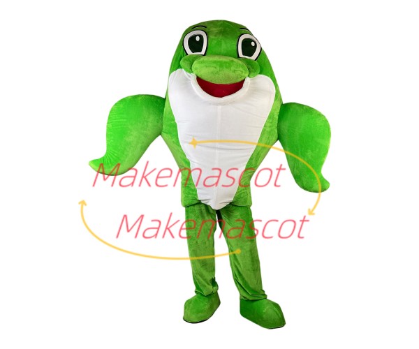 Agreeable Little Green Dolphin Mascot Costume