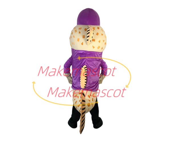 Big Mouth Catfish In Purple Coat Mascot Costume Big Mouth Catfish In Purple Coat Mascot Costume