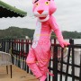 The Cozy Pink Panther Cartoon Mascot Costume