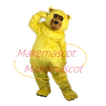 Soft Furry Yellow Bear Mascot Costume