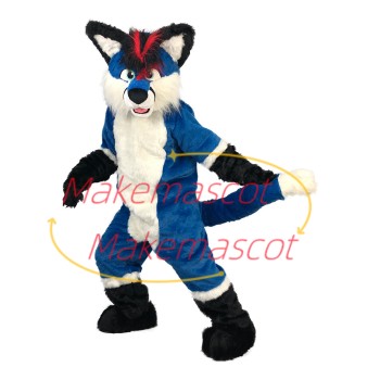 Tactical Adult Blue Wolf Mascot Soft Costume