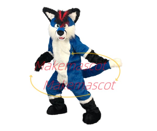 Tactical Adult Blue Wolf Mascot Soft Costume